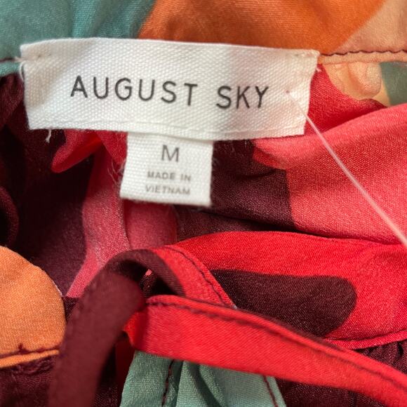 August Sky for Anthropologie Bright Abstract Print Long Sleeve Blouse Size M - Picture 2 of 5